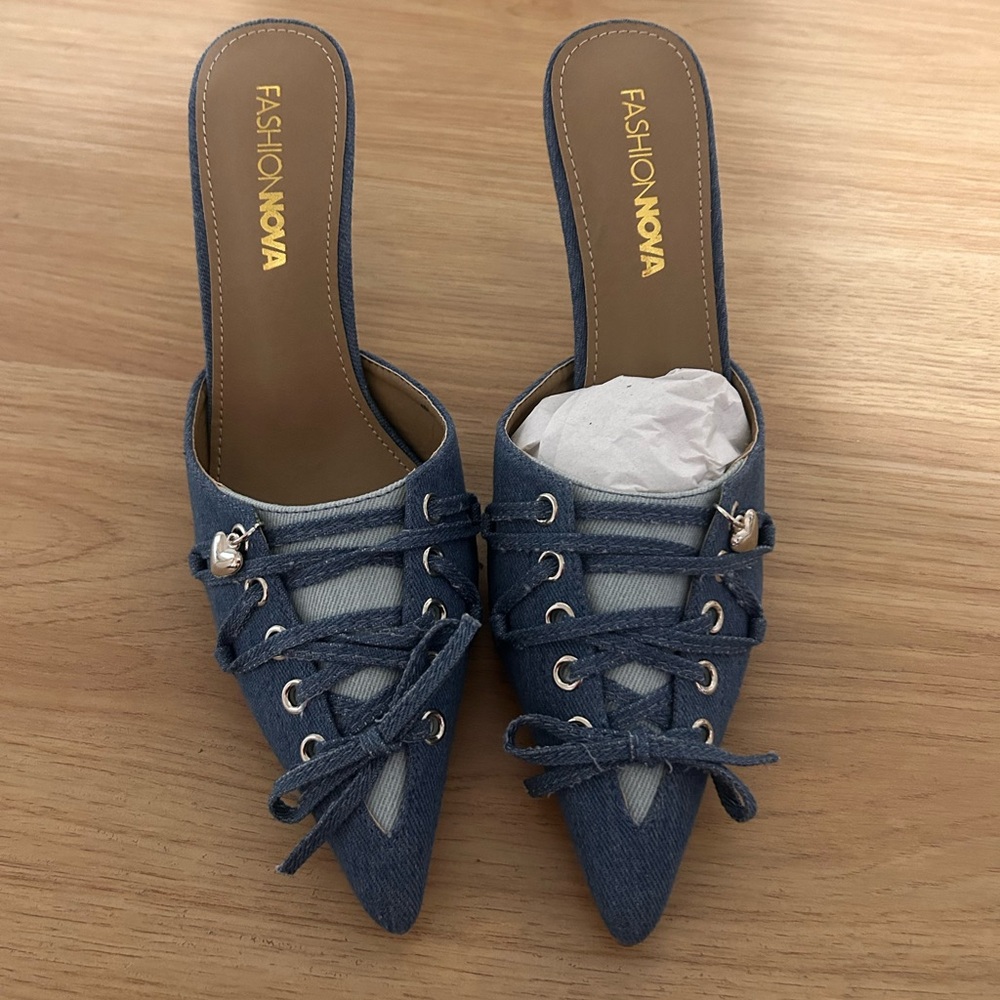 Denim heels